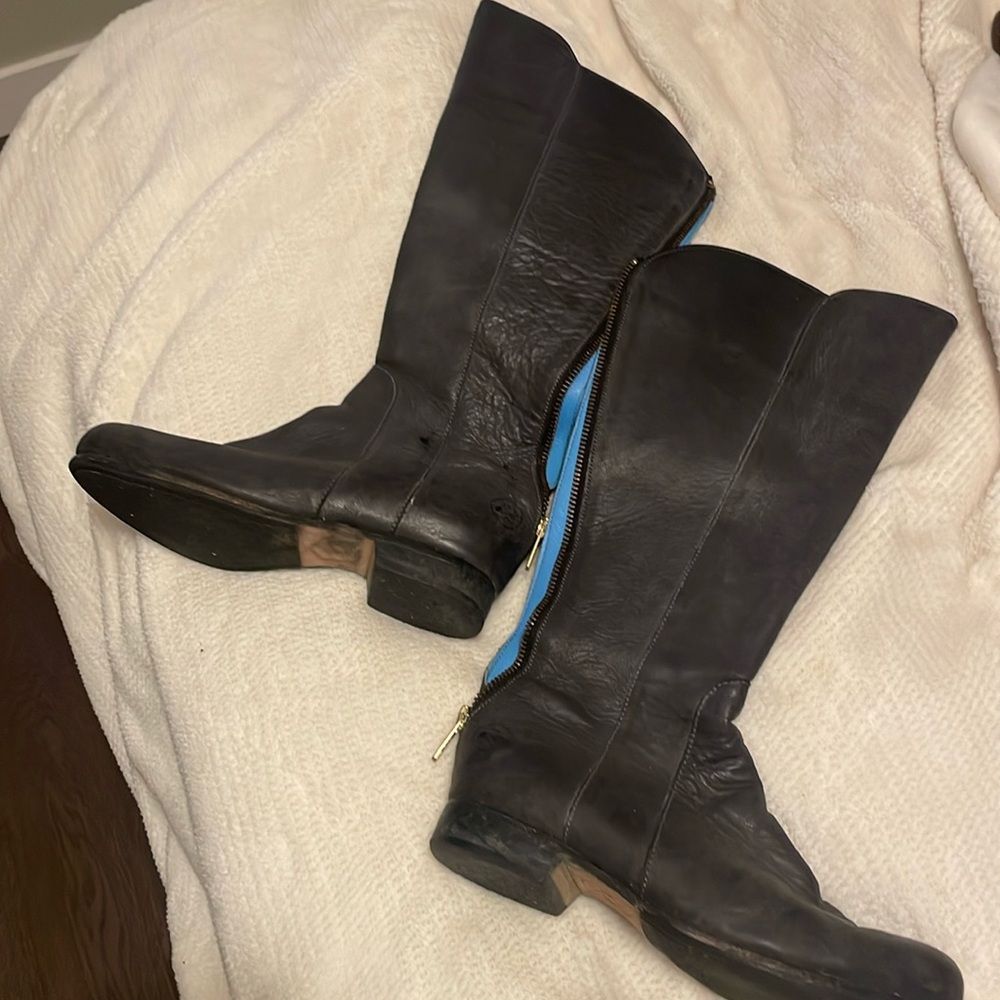 Poppybarley charcoal suede authentic leather boots size 6